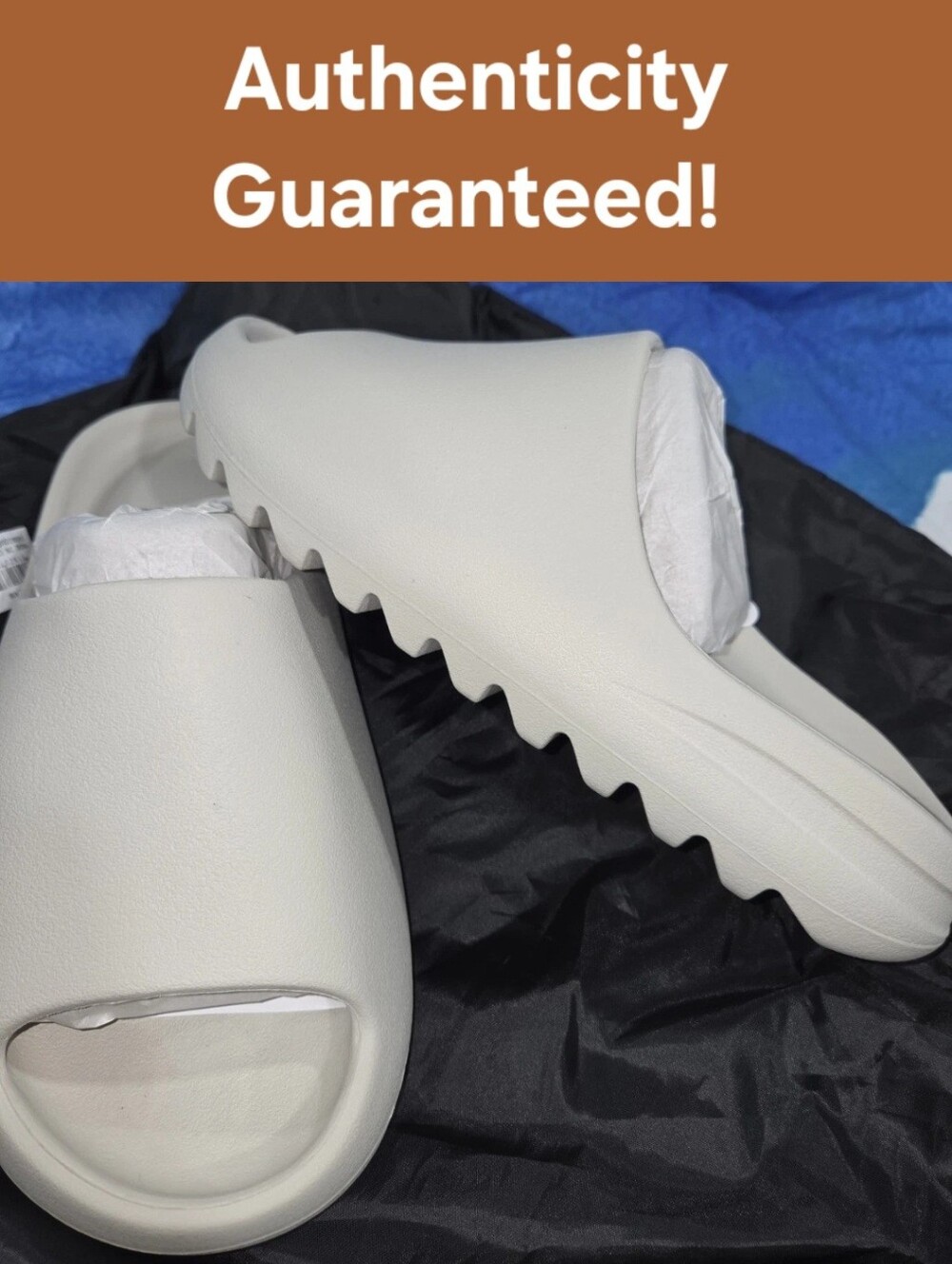 Yeezy Yzy Slides Mens Cream White Sandals Slip-On AUTHENTIC w Bag New